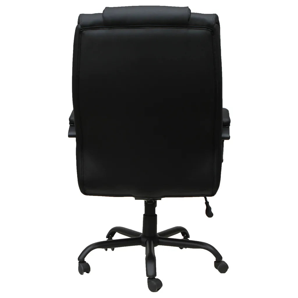 Big & Tall Executive Chair Black Metal Base Leather Back Upholstery