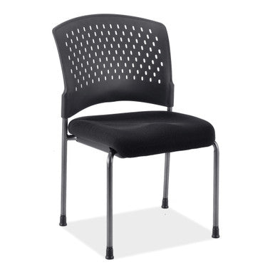 Aero Collection Armless Guest or Side Chair with Black Fabric Seat and Titanium Frame