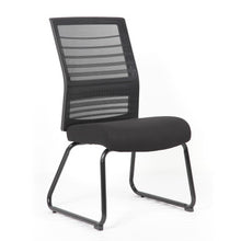 Load image into Gallery viewer, Interchangeable Black Mesh Back Armless Guest Chair with Sled Base
