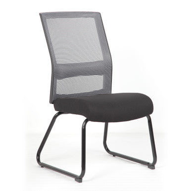 Interchangeable Gray Mesh Back Armless Guest Chair with Sled Base