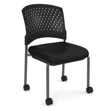 Load image into Gallery viewer, Aero Collection Armless Guest or Side Chair with Black Fabric Seat and Titanium Frame
