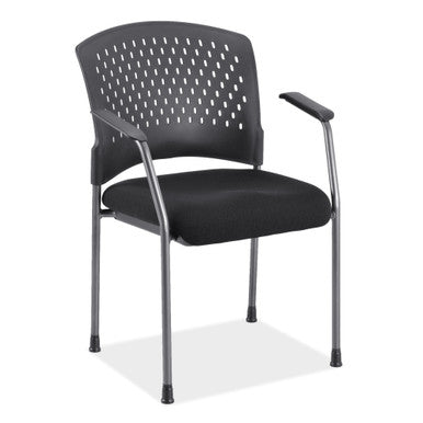 Aero | Guest or Side Chair with Arms, Black Fabric Seat and Titanium Frame