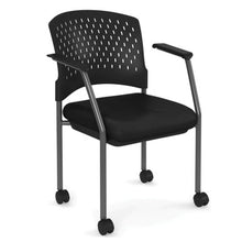 Load image into Gallery viewer, Aero | Guest or Side Chair with Arms, Black Fabric Seat and Titanium Frame
