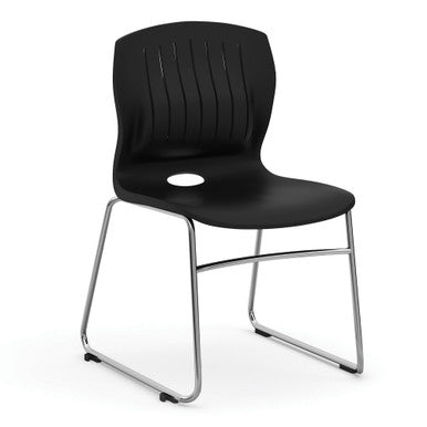 Slash Collection Armless Sled Base Stack Chair with Chrome Frame